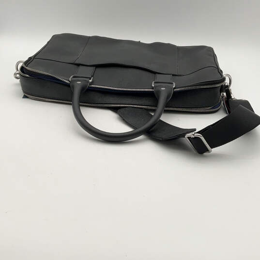 NWT Mens Black Attache Leather Detachable Strap Double Handle Briefcase image number 2