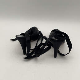Womens Black Almond Toe Tie Fashionable Stiletto Strappy Heels Size 9.5 N alternative image