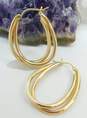 14K Gold Interlocking Tube Oblong Hoop Earrings 2.9g image number 6
