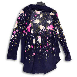 NWT Womens Blue Floral Long Sleeve Open Front Cardigan Sweater Size PL alternative image