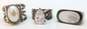 Artisan 925 Cubic Zirconia Teardrop Ridged White Faux Pearl Split & Mother of Pearl Inlay Rings Variety 17.7g image number 2