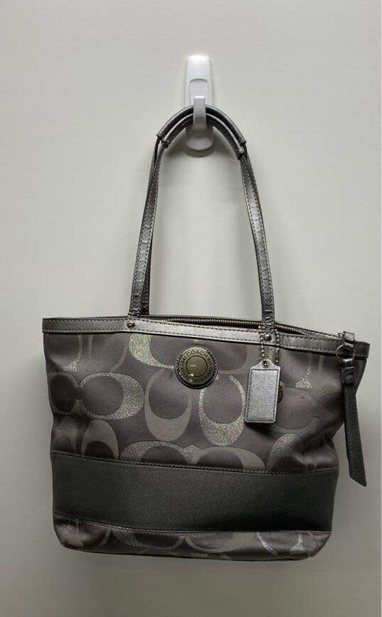 COACH F20429 Gray Signature Sateen Tote Bag image number 1