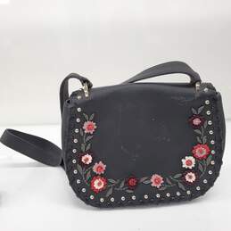 Kate Spade Madison Daniels Floral Embellished Black Leather Crossbody Bag w/COA