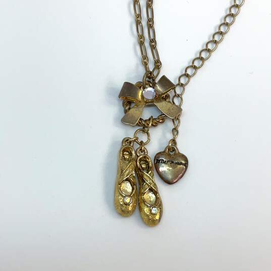 Designer Betsey Johnson Gold-Tone Crystal Stones Bead Pendant Necklace image number 3