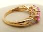 10K Yellow Gold Pink Sapphire Triple Heart Ring 2.1g image number 4