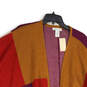 NWT Womens Purple Brown Kimono Sleeve Open Front Poncho Cape Sweater Size M image number 3