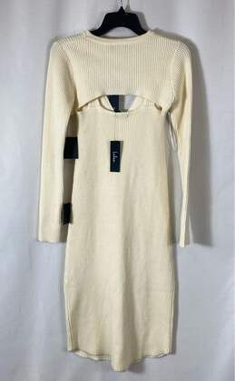 NWT Lulus Womens Ivory Long Sleeve Crew Neck Sweater Dress Size S With Cut Out alternative image