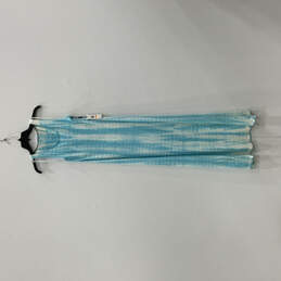 NWT Womens Blue White Tai-Dye Round Neck Sleeveless Maxi Dress Size Small