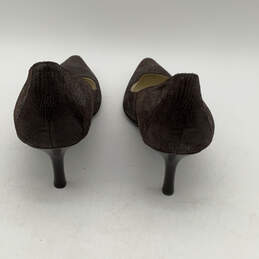 Womens Brown Leather Snakeskin Print Pointed Toe Slip-On Pump Heel Size 7.5 alternative image