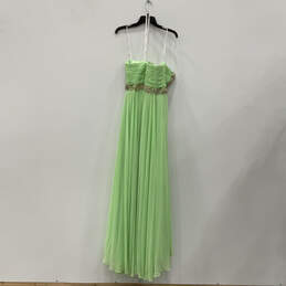 NWT Womens Green Embellished Pleated Strapless Back Zip Maxi Dress Size 12 alternative image