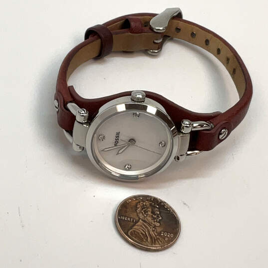 Designer Fossil Silver-Tone Round Dial Adjustable Strap Analog Wristwatch image number 3