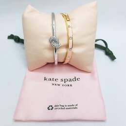 Kate Spade Gold Tone/Silver Tone Enamel Crystal Bangle Bracelet BD. W/Bag 42.7g