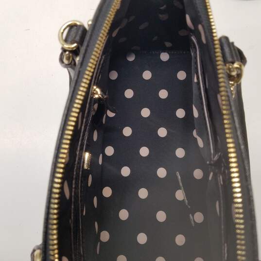 Anne Klein Black Faux Leather Domed Zip Shoulder Satchel Bag image number 7