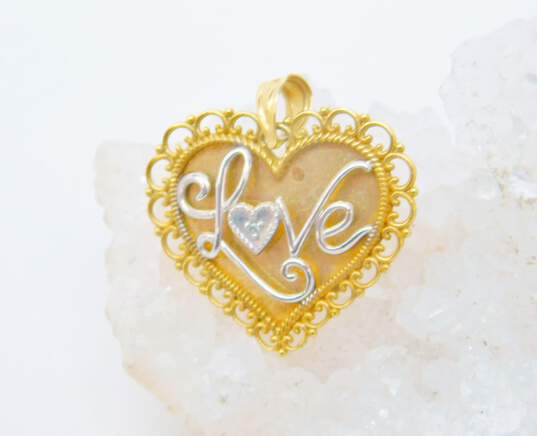 10K Two Tone Gold Love Always In My Heart Pendant 1.6g image number 2