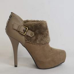 GUESS Taupe Suede Fur Ankle Boots Heels Size 9M