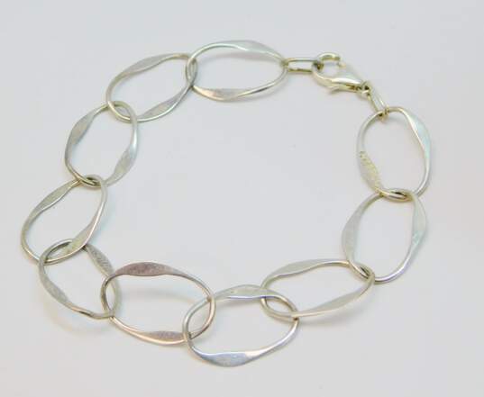 Artisan Sterling Silver Dobbs Signed Open Circle Link Chain Bracelet 3.9g image number 4