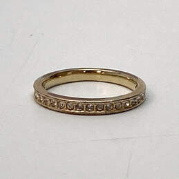 Designer Swarovski Gold-Tone Rhinestone Round Shape Band Ring Size 5.5