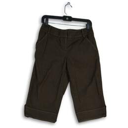 Ann Taylor Loft Womens Brown Slash Pocket Flat Front Capri Pants Size 4