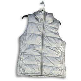 NWT Old Navy Womens Silver Mock Neck Sleeveless Full-Zip Puffer Vest Size Medium