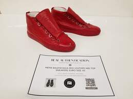 Balenciaga Arena Red Leather Mid Top Sneakers Men's Size 9