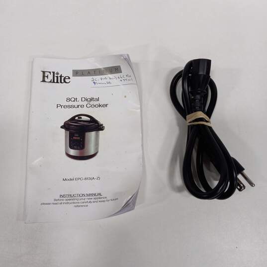 Elite Platinum 8 Qt Pressure Cooker, Black/Stainless Steel 