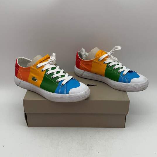 NIB Lacoste Womens Polaroid Gripshot Multicolor Rainbow Sneaker Shoes Size 7 image number 1