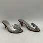 Womens Aerin Metallic Silver Open Toe Slip-On Cone Heel Slide Sandals Size 7.5 image number 2