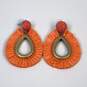 Designer J. Crew Orange Tassel Fashionable Screw Back Teardrop Earrings image number 2
