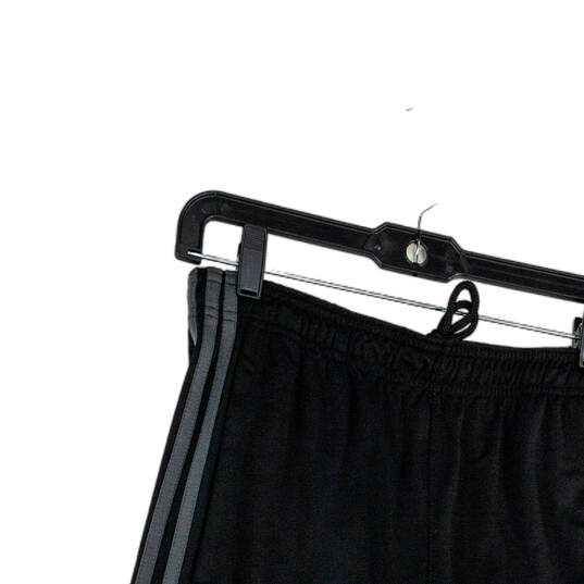 Mens Black Regular Fit Pockets Drawstring Tapered Leg Track Pants Size M image number 3