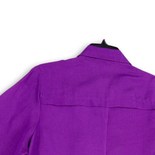 NWT Womens Purple 3/4 Sleeve Collared Pockets Button Front Jacket Size 1X image number 4