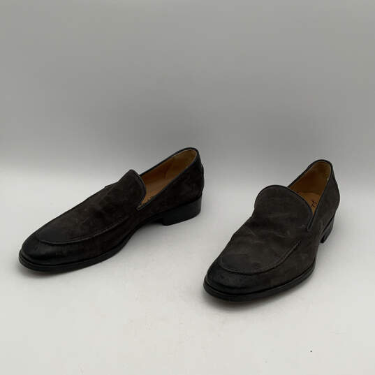 Mens 24-0719 Brown Suede Round Toe Stitched Slip-On Loafer Shoes Size 11 image number 3