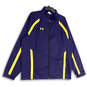 Mens Blue Pockets Full-Zip Mock Neck Windbreaker Jacket Size Large image number 1