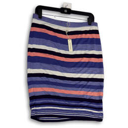 NWT Womens Multicolor Striped Elastic Waist Straight & Pencil Skirt Size L alternative image