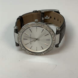 Designer Michael Kors MK-2350 Silver-Tone Leather Strap Analog Wristwatch alternative image