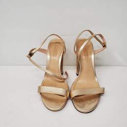 Schultz WM's Gold Stacked Heel Strappy Block Heel Sandals Size 7.5M