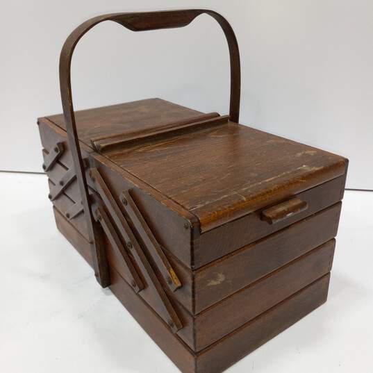 Fold-Out Wooden Sewing Box image number 2