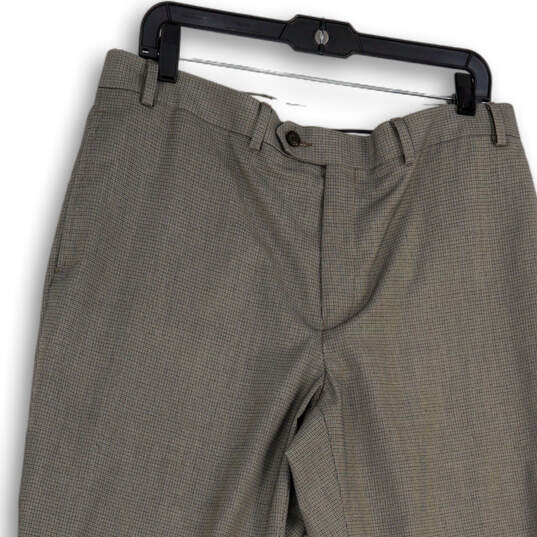 Mens Gray Check Flat Front Slash Pockets Straight Leg Dress Pants Size 36/30 image number 3