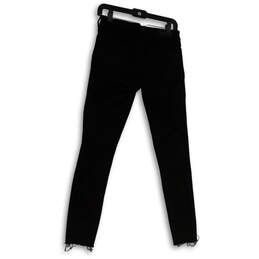 Womens Black Dark Wash Denim Pockets Stretch Raw Hem Skinny Leg Jeans Size 27 alternative image