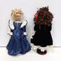 Pair of Beautiful 18" Porcelain Dolls with Stands image number 2
