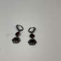 Designer Givenchy Silver-Tone Red Crystal Cut Stone Classic Dangle Earrings image number 3