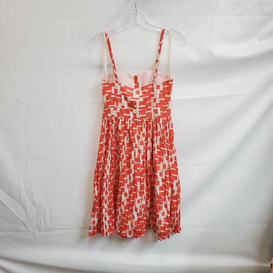 French Connection Coral & Ivory Rabari Silk Blend Strappy Flare Dress WM Size 4 NWT image number 2