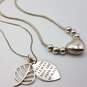 2X 925 Sterling Silver Fall Leave Script +Heart +Bead Charm Necklaces image number 2