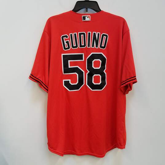 Buy the Mens Red Baltimore Orioles Gudino #58 MLB Baseball Button