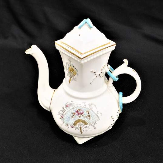 ATQ Sampson Bridgwood & Son Coffee Teapot W/ 4 Square Teacups image number 2