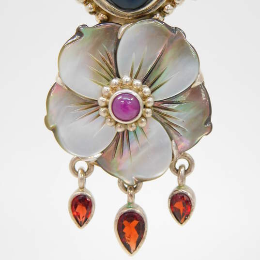 Sajen 925 Pink Tourmaline Opal Garnet Onyx Mother Of Pearl Tanzanite Goddess Pendant Brooch 31.8g image number 4