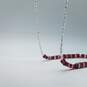Sterling Silver Faceted Crystal & Metal Graduated Bead Square Link 22 1/2 Inch Necklace 41.5g image number 6