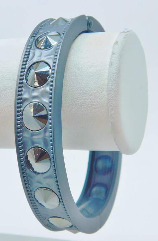 Heidi Klum Designer Gun Metal Tone Bracelet & Hoop Earrings 87.1g image number 2