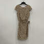 Womens Brown Floral Lace Back Zip Overlay Knee Length Blouson Dress Size 14 image number 1