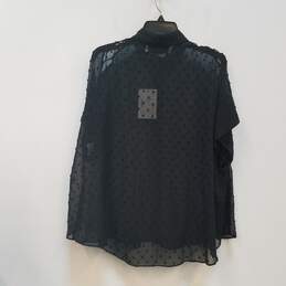 NWT Womens Black Oversize Short Sleeve Collared Casual Blouse Top Size 40 alternative image