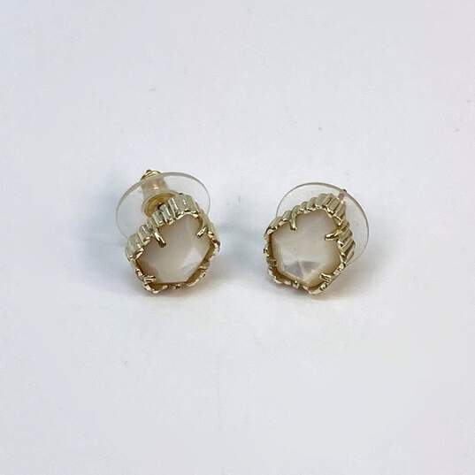 Designer Kendra Scott Gold-Tone Ivory Crystal Cut Stone Stud Earrings image number 2